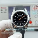 VS Factory Swiss 3131 Replica Rolex Milgauss 40mm Black Dial Watch with Rubber Strap 